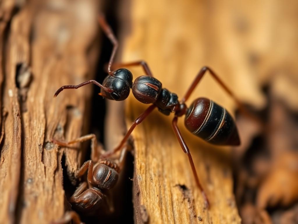 Close-up of carpenter ants on wood