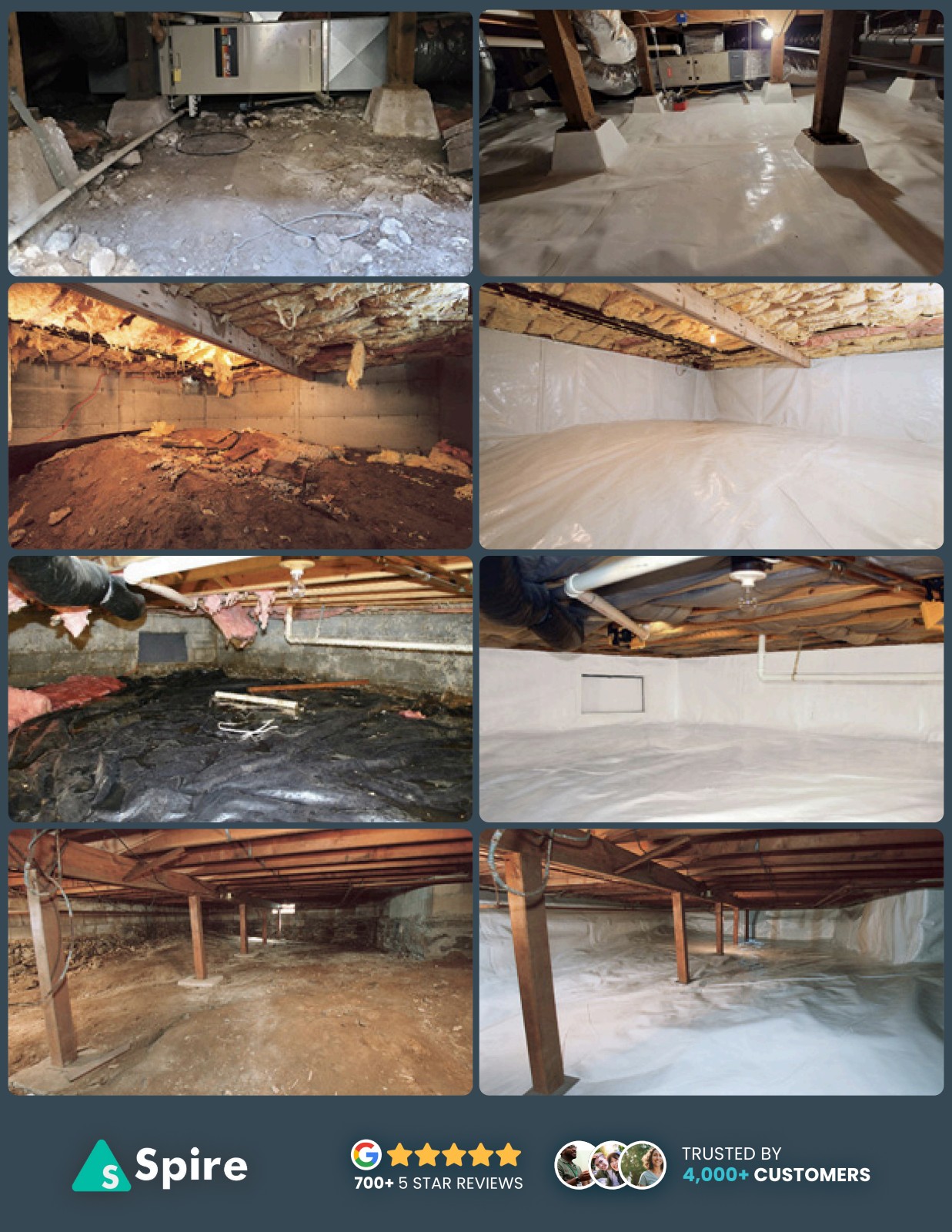 Crawl space before and after