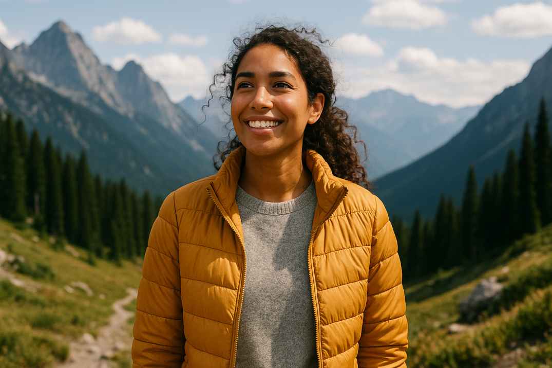 Happy customer hiking