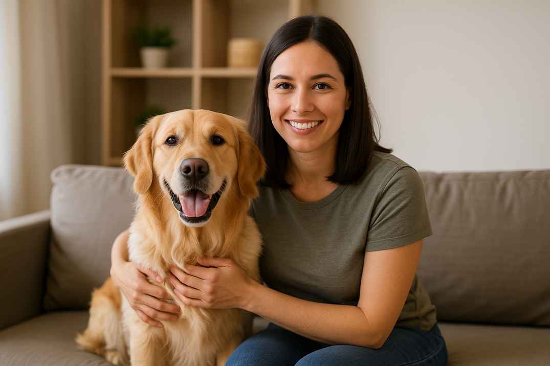 Happy customer with dog